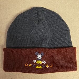 Disney Mickey Mouse Adult Beanie Gray and Maroon